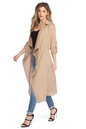 Day Chic Draped Trench Coat