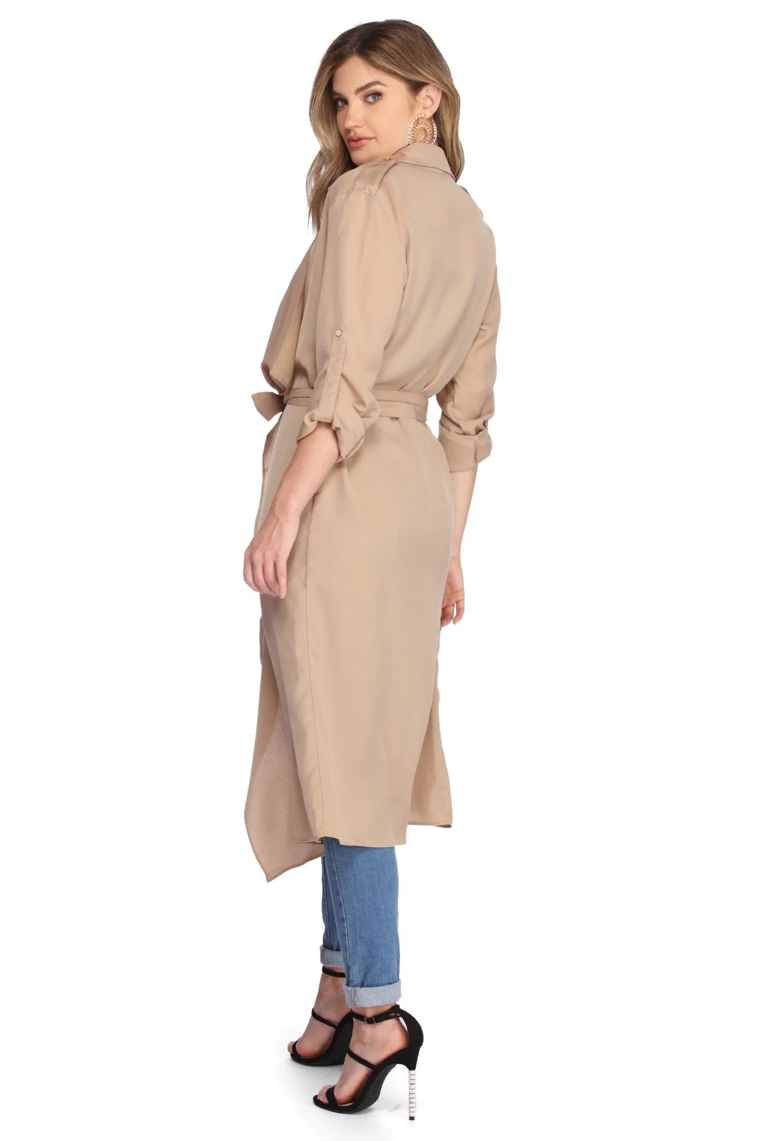 Day Chic Draped Trench Coat