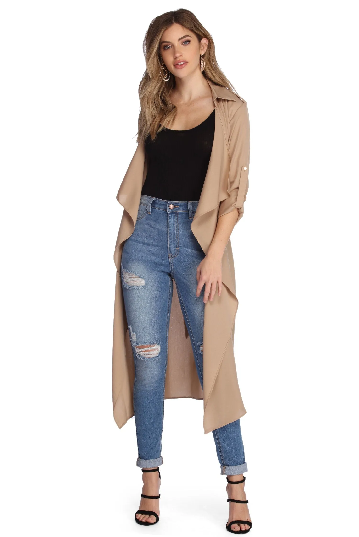 Day Chic Draped Trench Coat