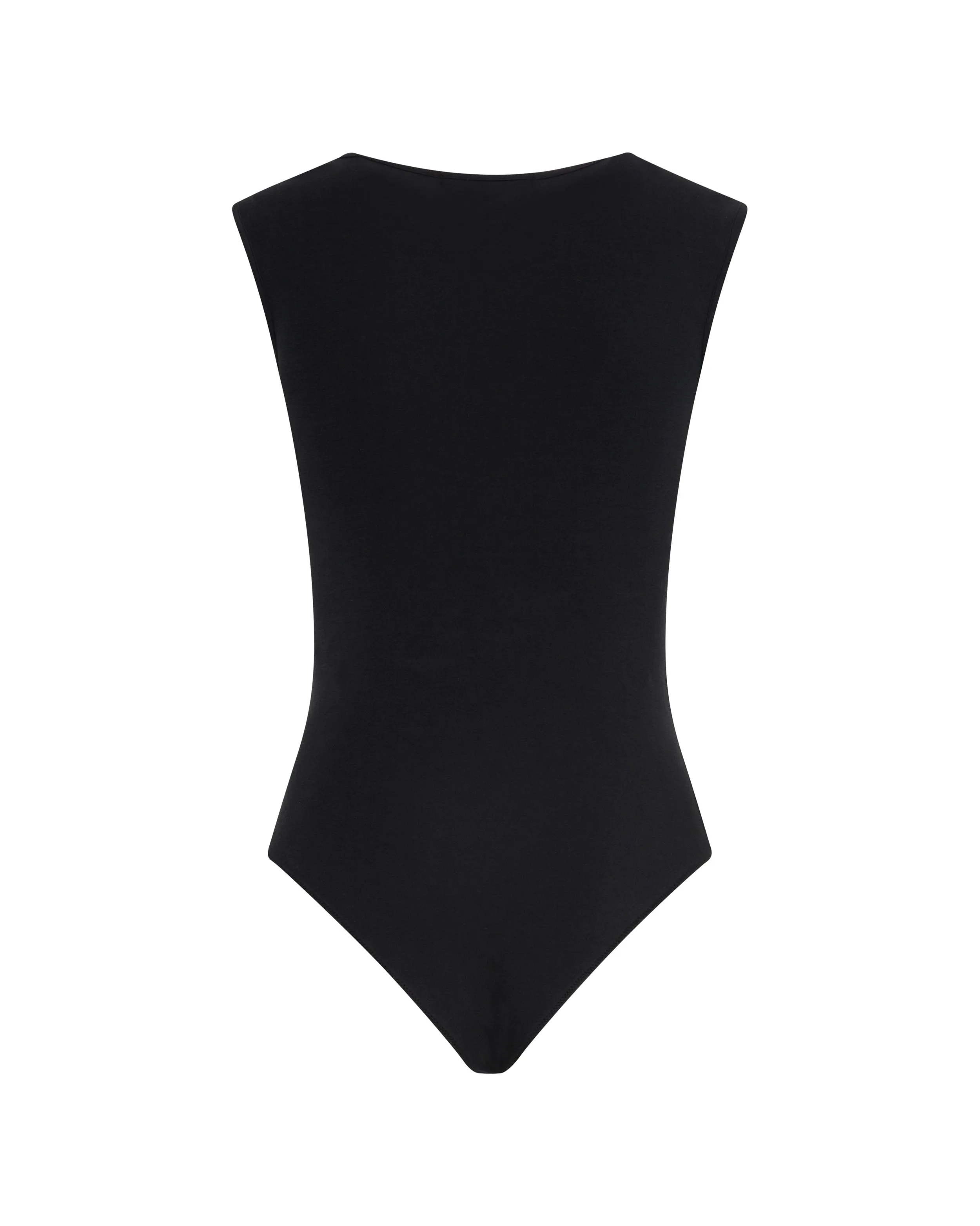 Deep V Bodysuit in Stretch Cotton | Black