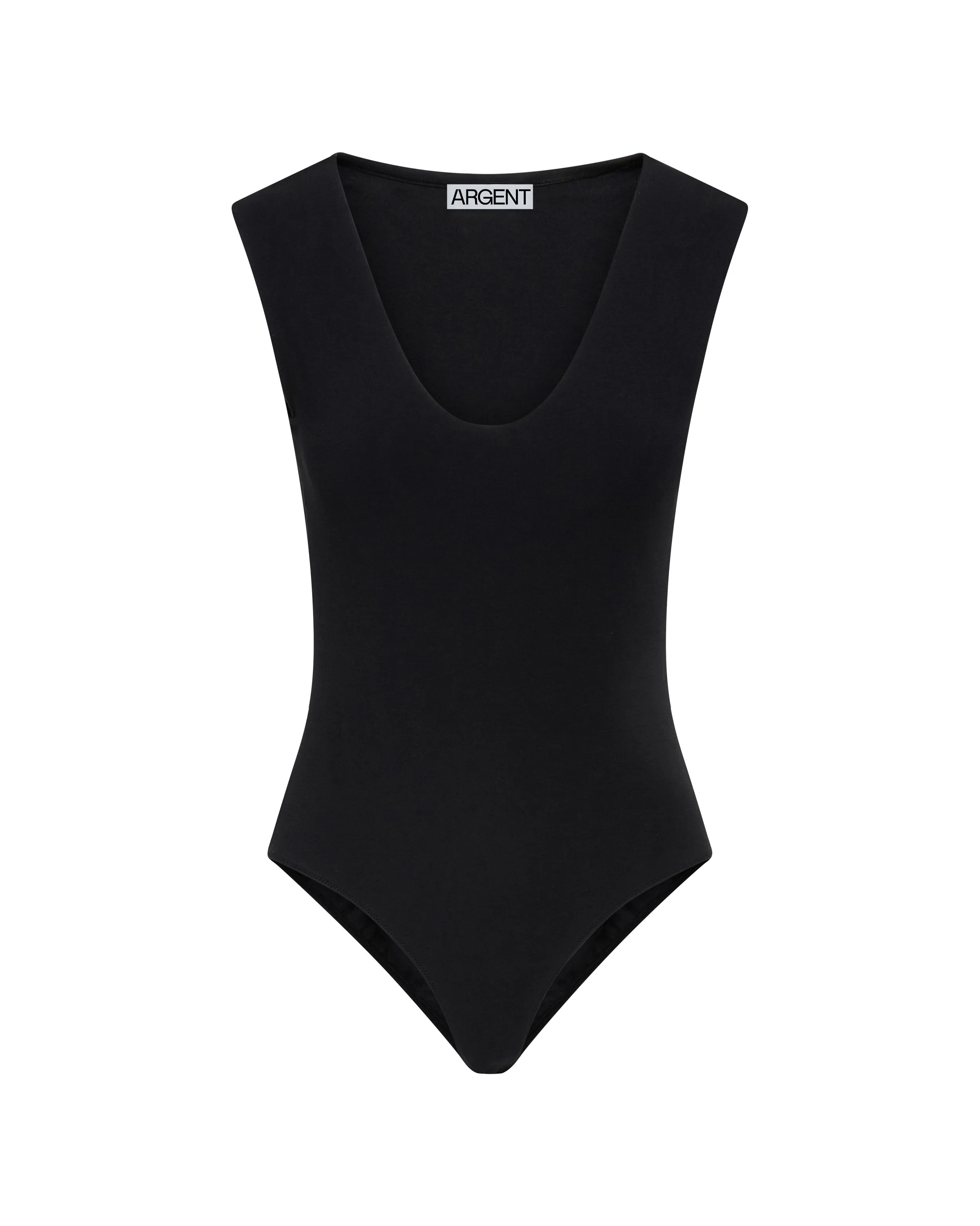 Deep V Bodysuit in Stretch Cotton | Black