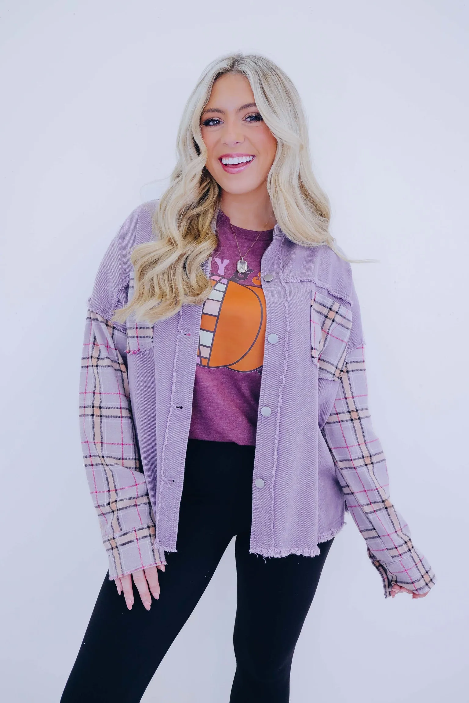 Dixie Denim N Plaid Lightweight Shacket - 2 Colors