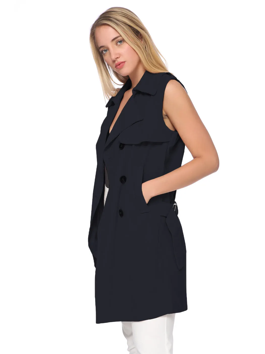 Double-Breasted Trench Vest Coat