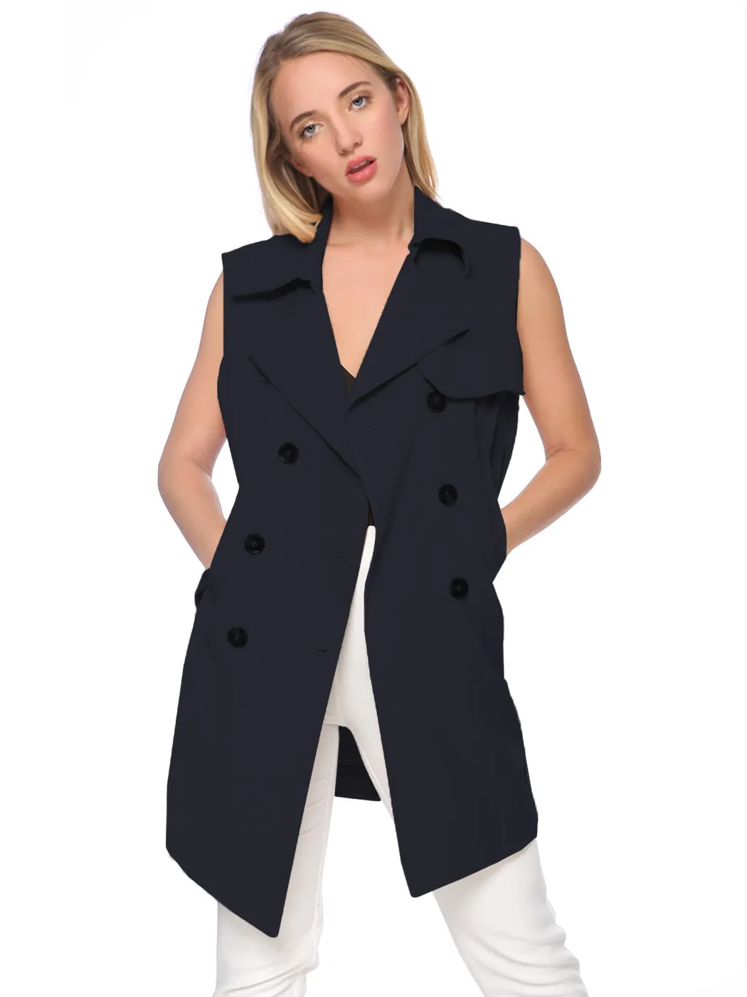 Double-Breasted Trench Vest Coat