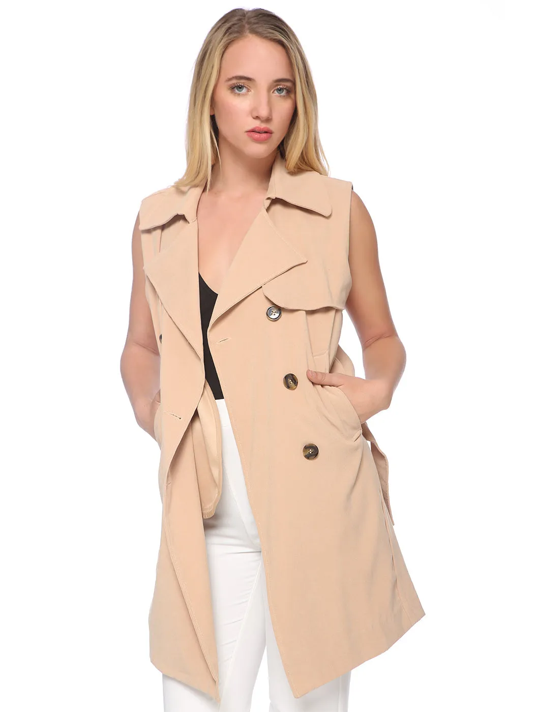 Double-Breasted Trench Vest Coat