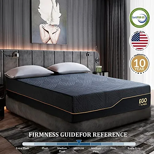 EGOHOME 14 Inch Queen Memory Foam Mattress Mattress for Back Pain, Cooling Gel Mattress Bed in a Box, Made in USA, CertiPUR-US Certified, Therapeutic Medium Mattress, 60”x80”x14”, Black