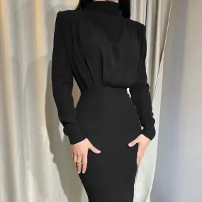 Elegant Office Lady Maxi Dresses For Women Long Sleeve