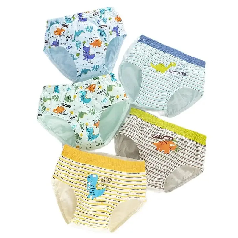 Exquisite Box Package Boys Underwear Soft Breathable Cotton Briefs For Boys Cartoon Dinosaur Kids Panties Knickers Multipack