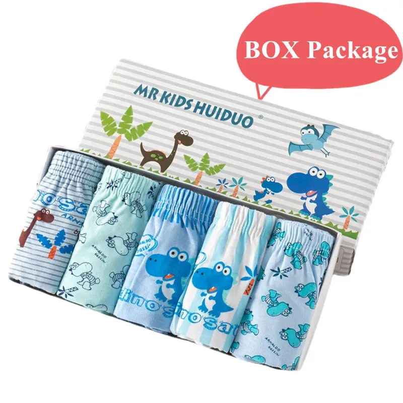 Exquisite Box Package Boys Underwear Soft Breathable Cotton Briefs For Boys Cartoon Dinosaur Kids Panties Knickers Multipack