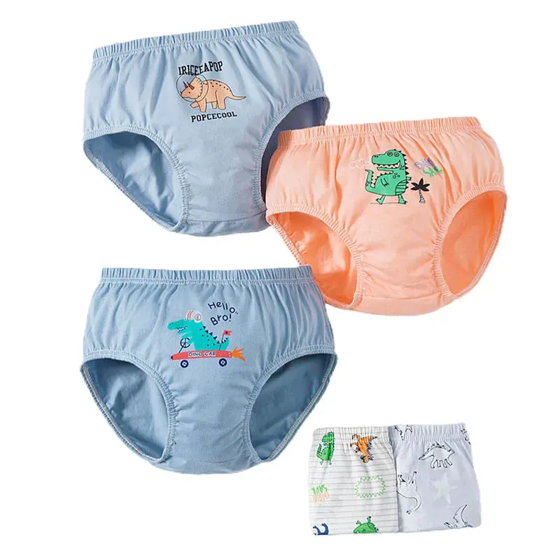 Exquisite Box Package Boys Underwear Soft Breathable Cotton Briefs For Boys Cartoon Dinosaur Kids Panties Knickers Multipack