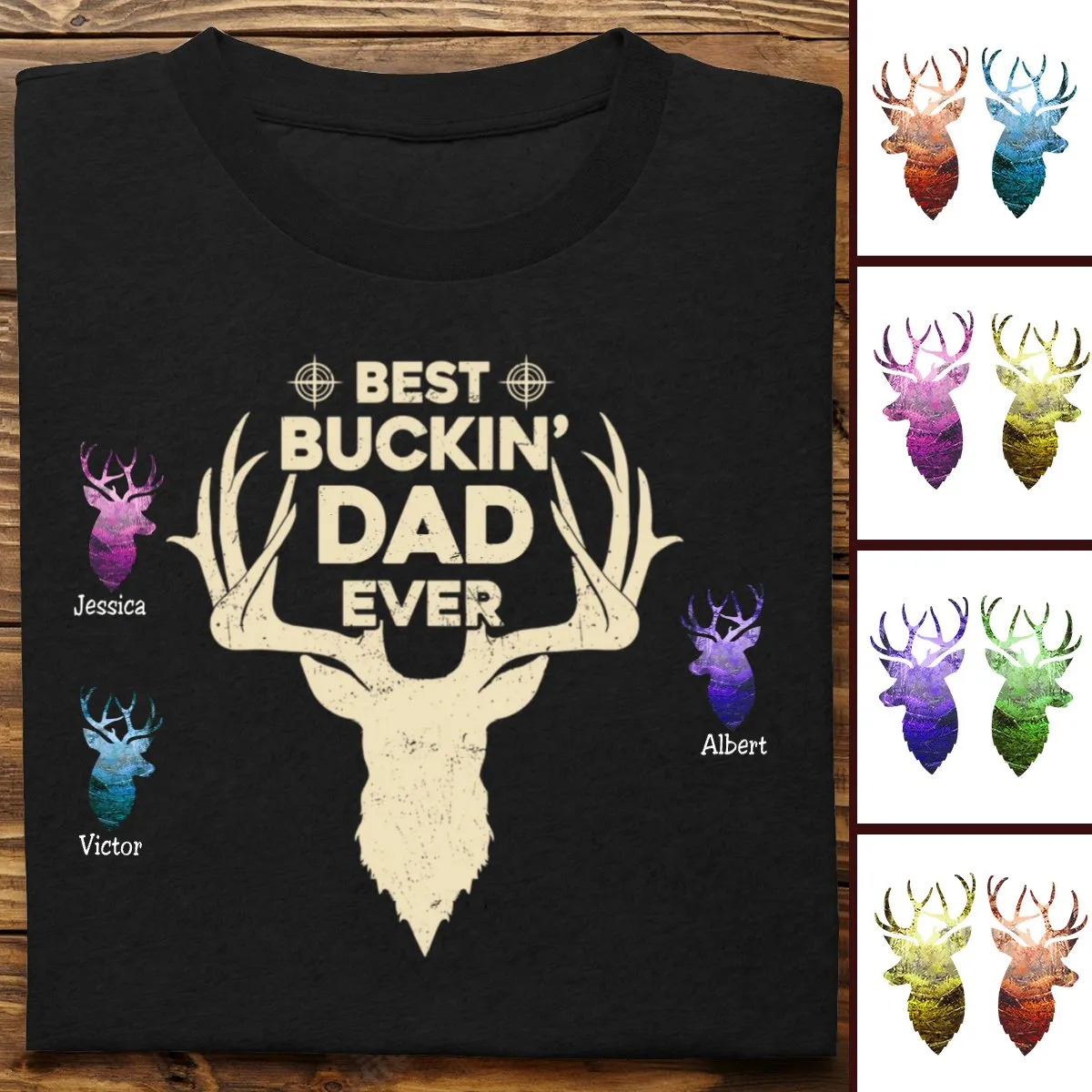 Father's Day - Best Buckin' Dad Ever - Personalized T-Shirt (LH)