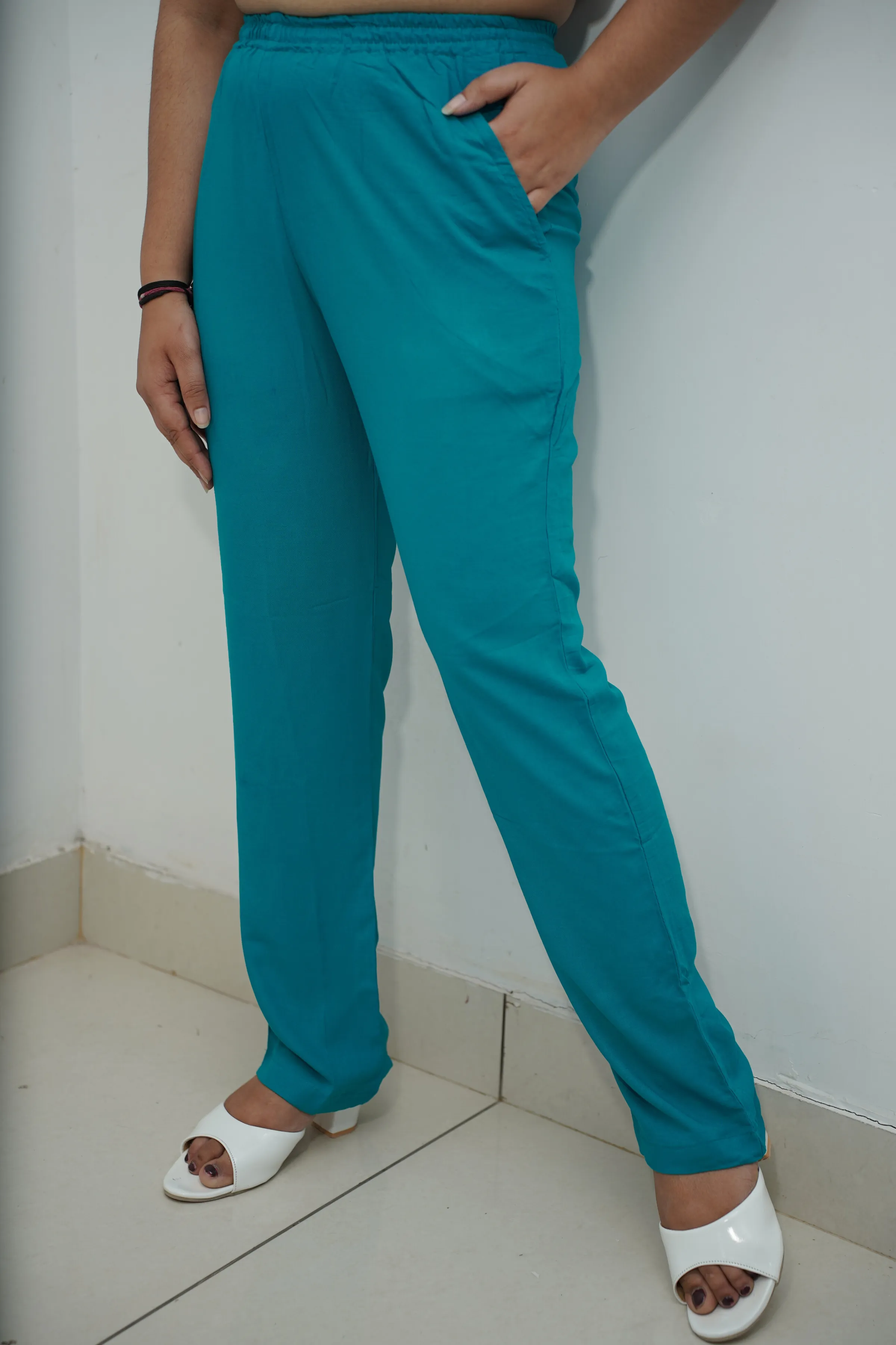 Firozi Blue Rayon Kurti Pant