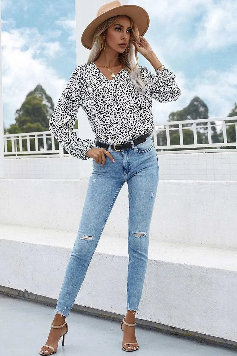 Floral Print Gathered Cuffs Shirt