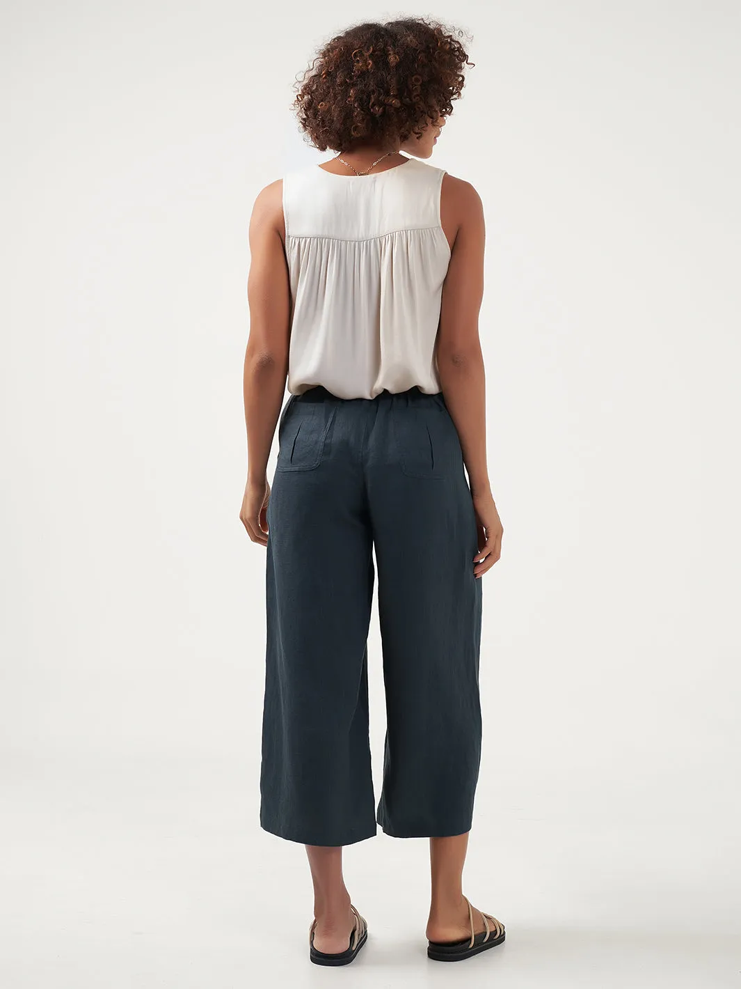 Gaia 7/8 Linen Pants Charcoal