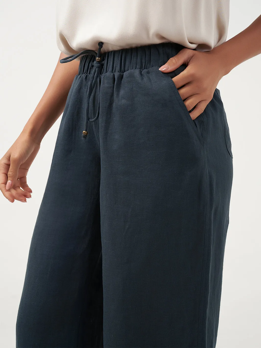 Gaia 7/8 Linen Pants Charcoal