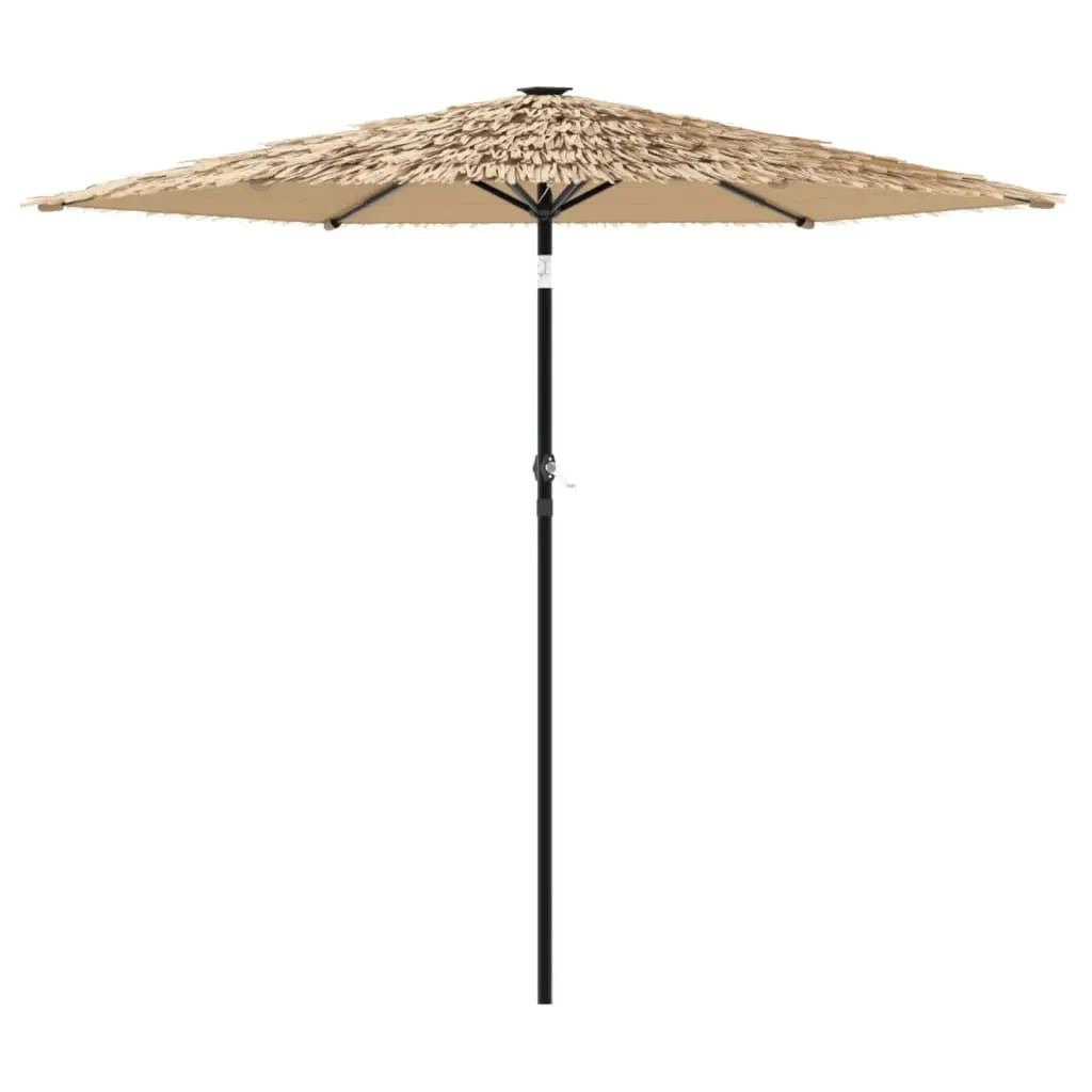 Garden Parasol with LEDs and Steel Pole Brown 223x223x231 cm