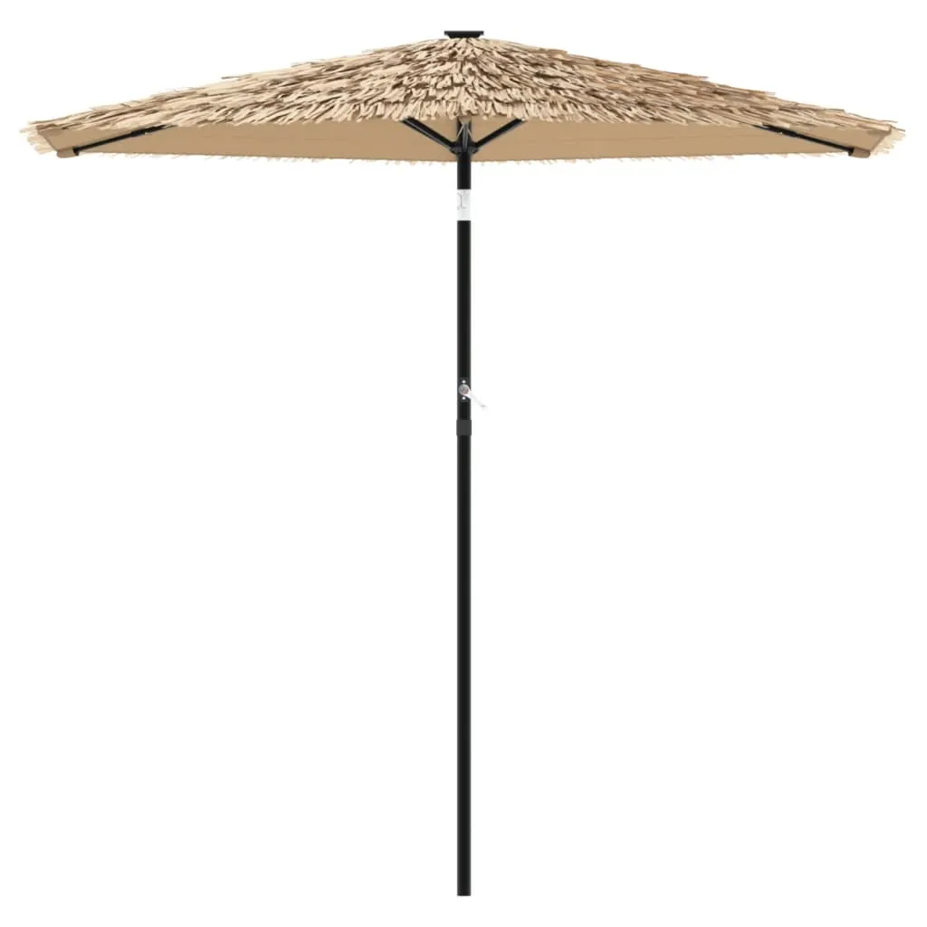 Garden Parasol with LEDs and Steel Pole Brown 223x223x231 cm