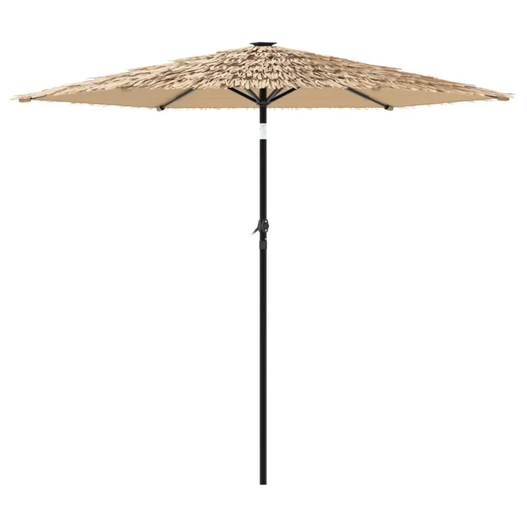 Garden Parasol with LEDs and Steel Pole Brown 223x223x231 cm