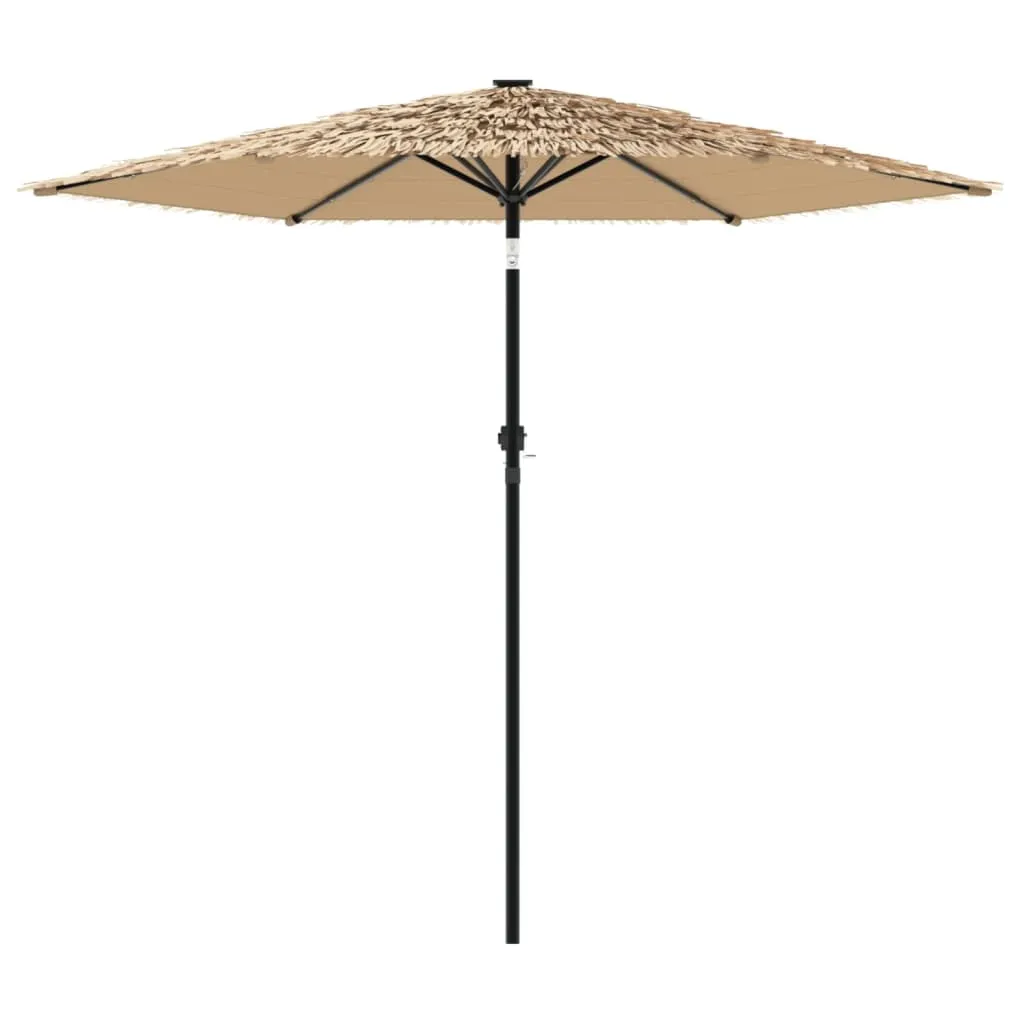 Garden Parasol with LEDs and Steel Pole Brown 223x223x231 cm