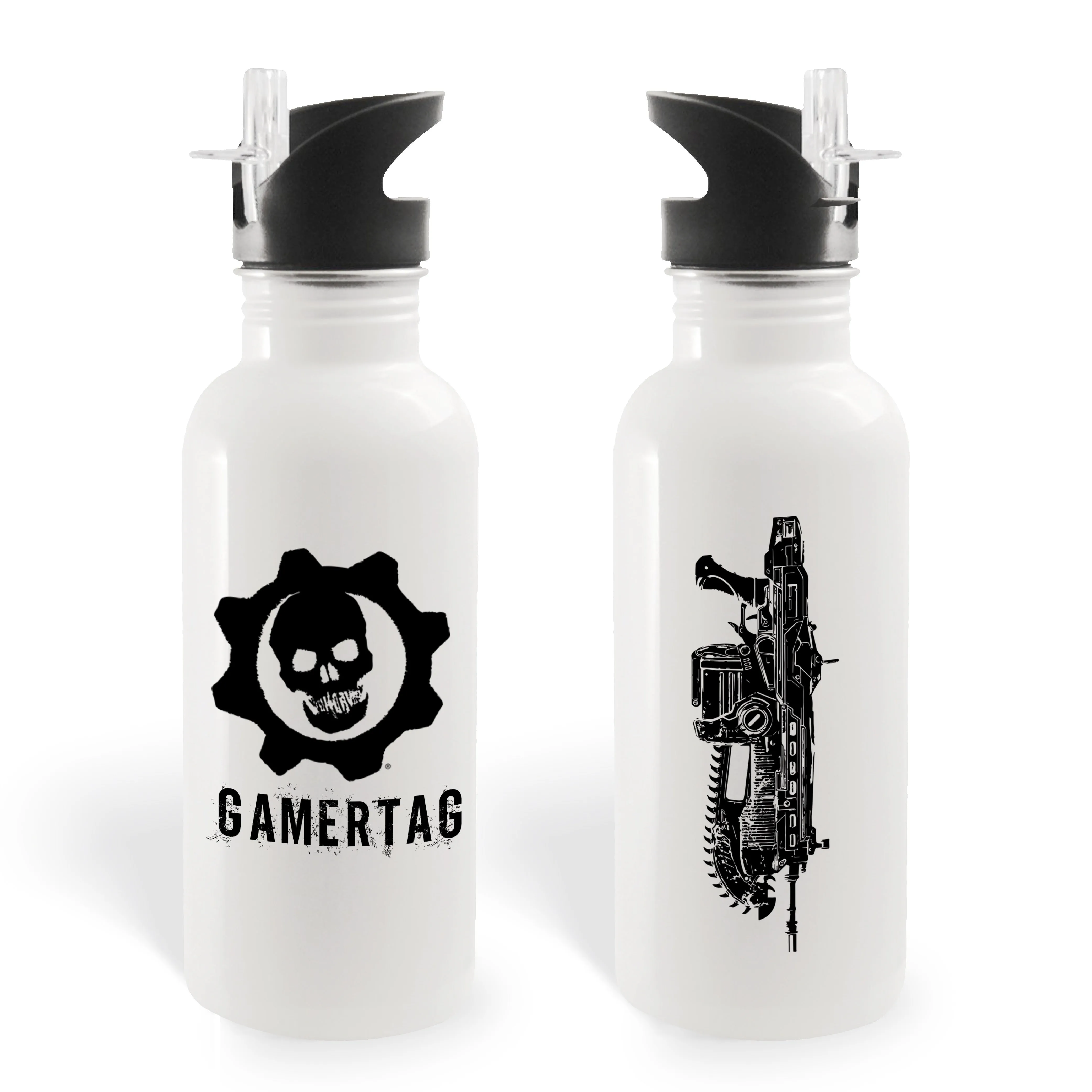 Gears of War Personalized 20 oz Screw Top Water Bottle with Straw