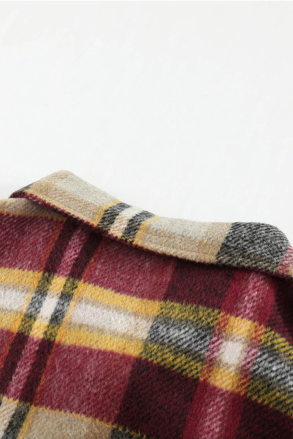 Geometric Plaid Print Pocketed Shacket