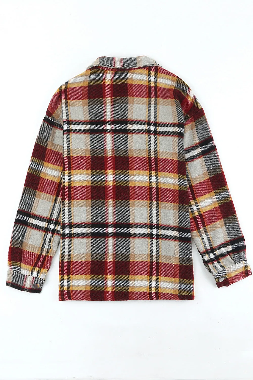 Geometric Plaid Print Pocketed Shacket