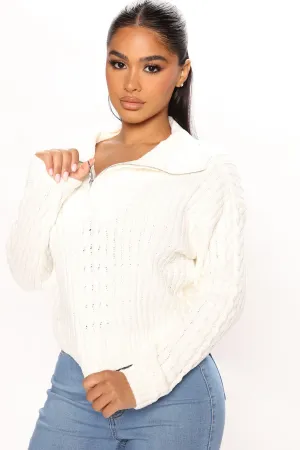 Good Morning Kiss Half Zip Sweater - Ivory