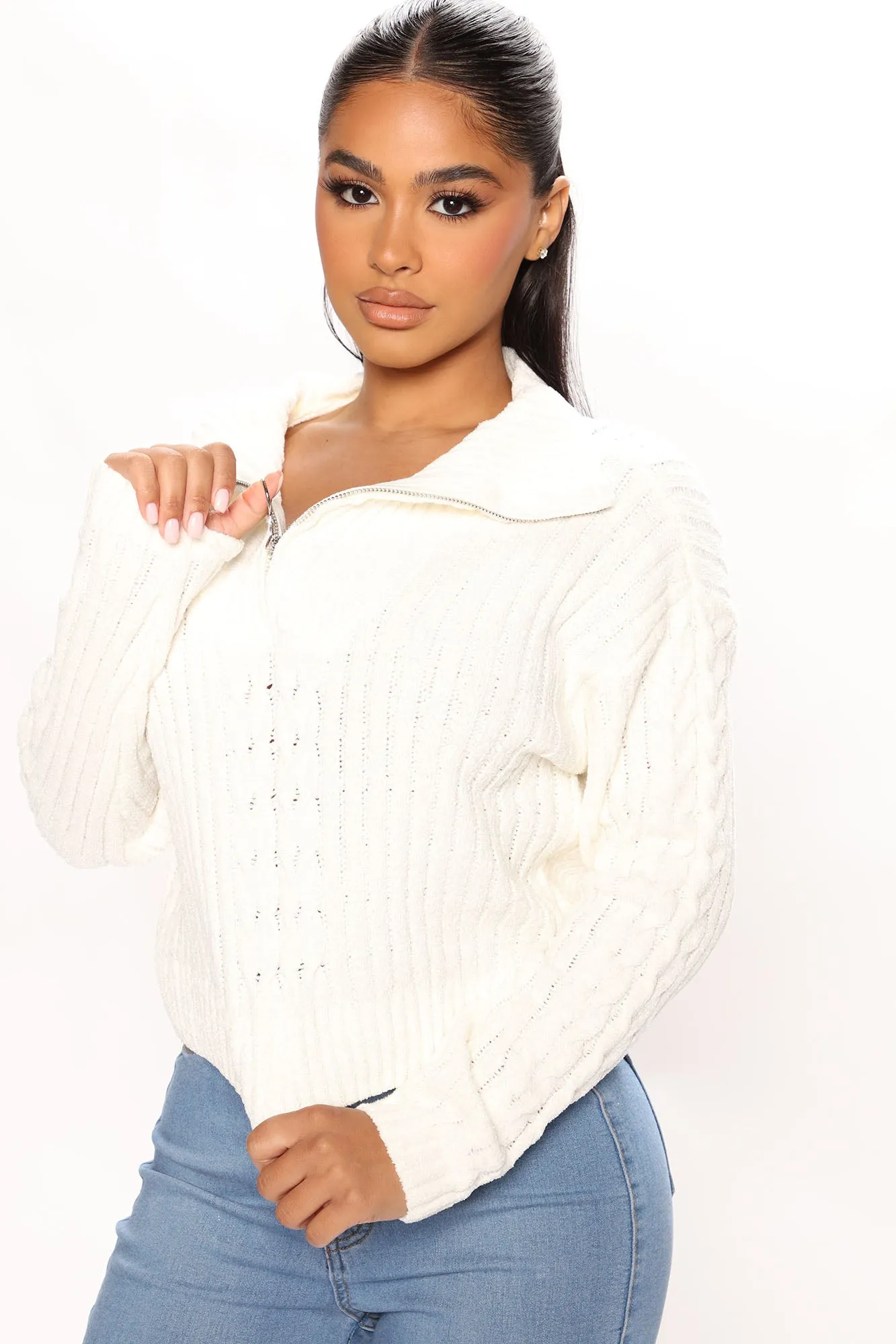 Good Morning Kiss Half Zip Sweater - Ivory