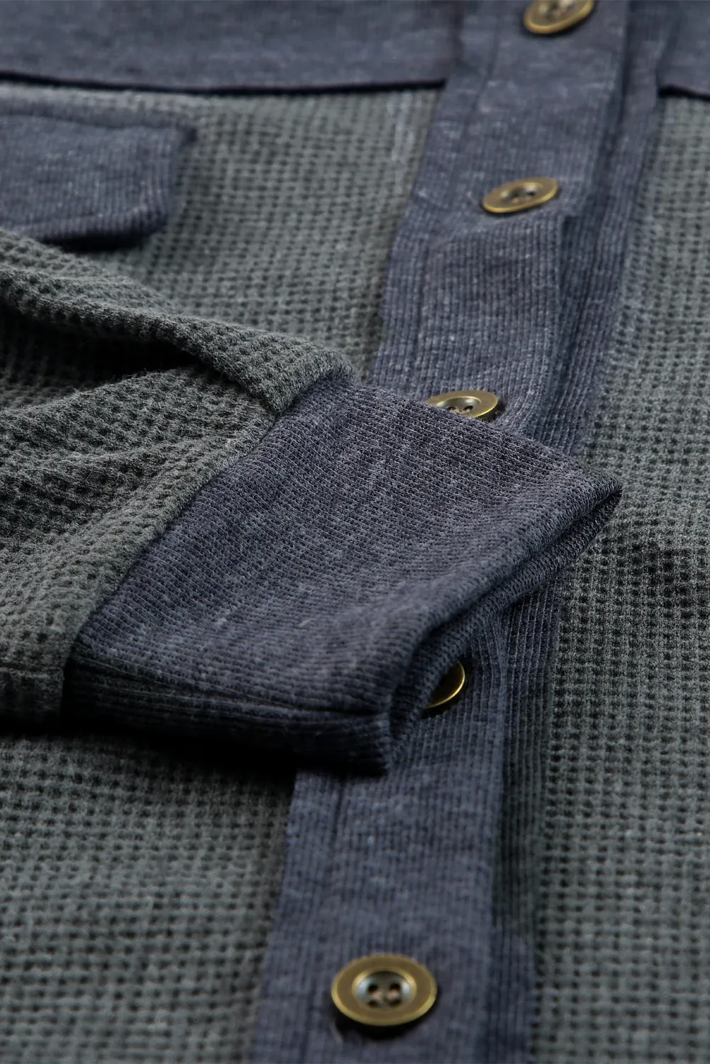 Gray Vintage Wash Waffle Knit Shacket