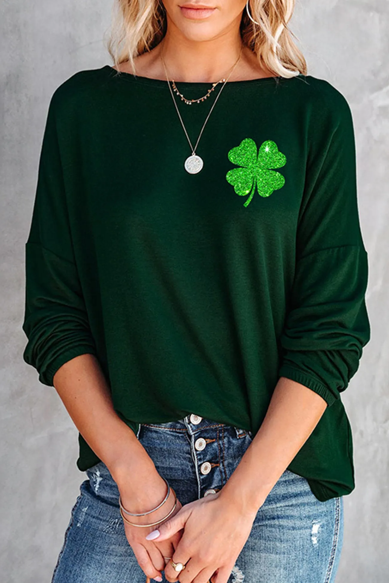 Green Clover Lucky Pullover