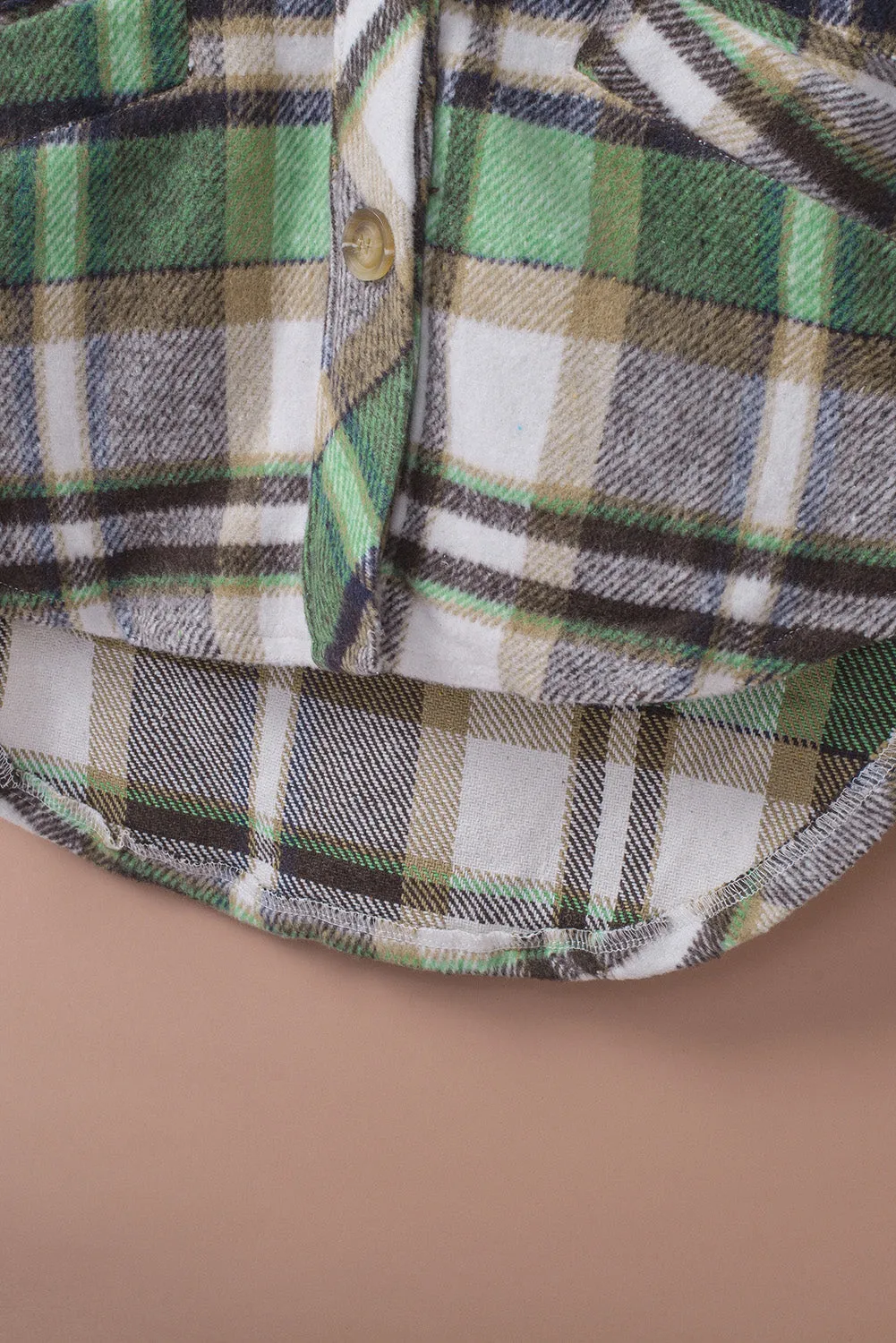 Green Plaid Shacket With Pocket