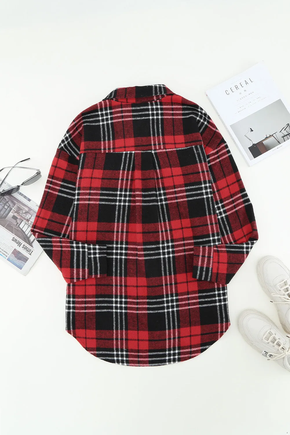 Grid Print Boyfriend Shacket