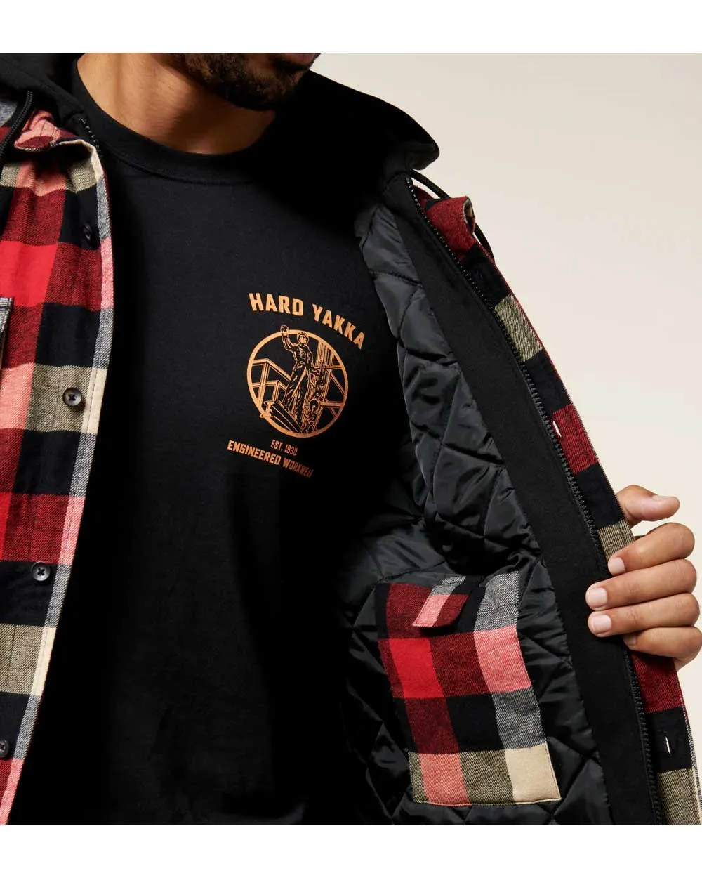 Hard Yakka Quilted Flannel Shacket