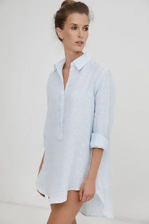 Harshman 100% Linen Blue Collette Shirt