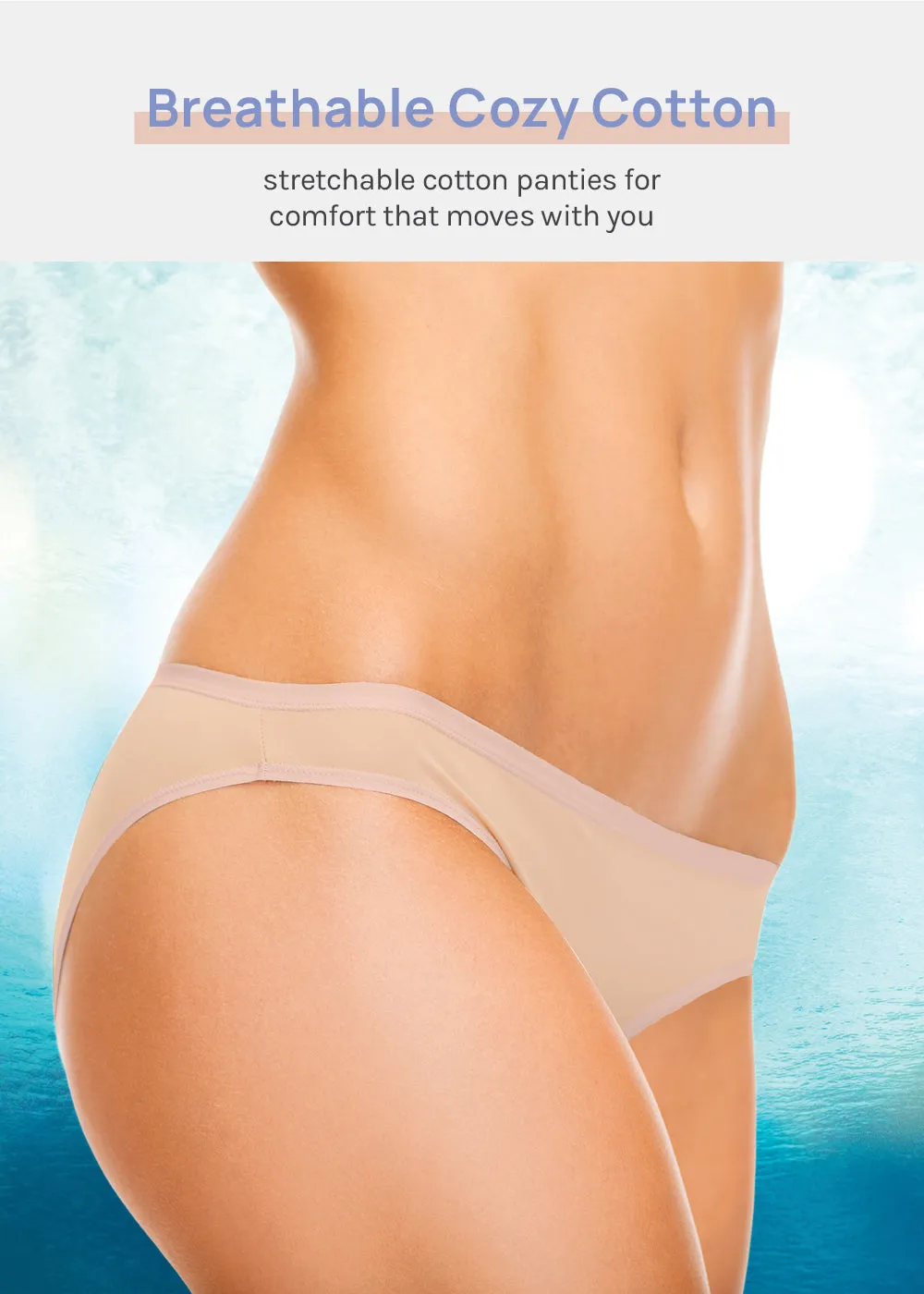 Her. Cotton Stretch Bikini - Nude