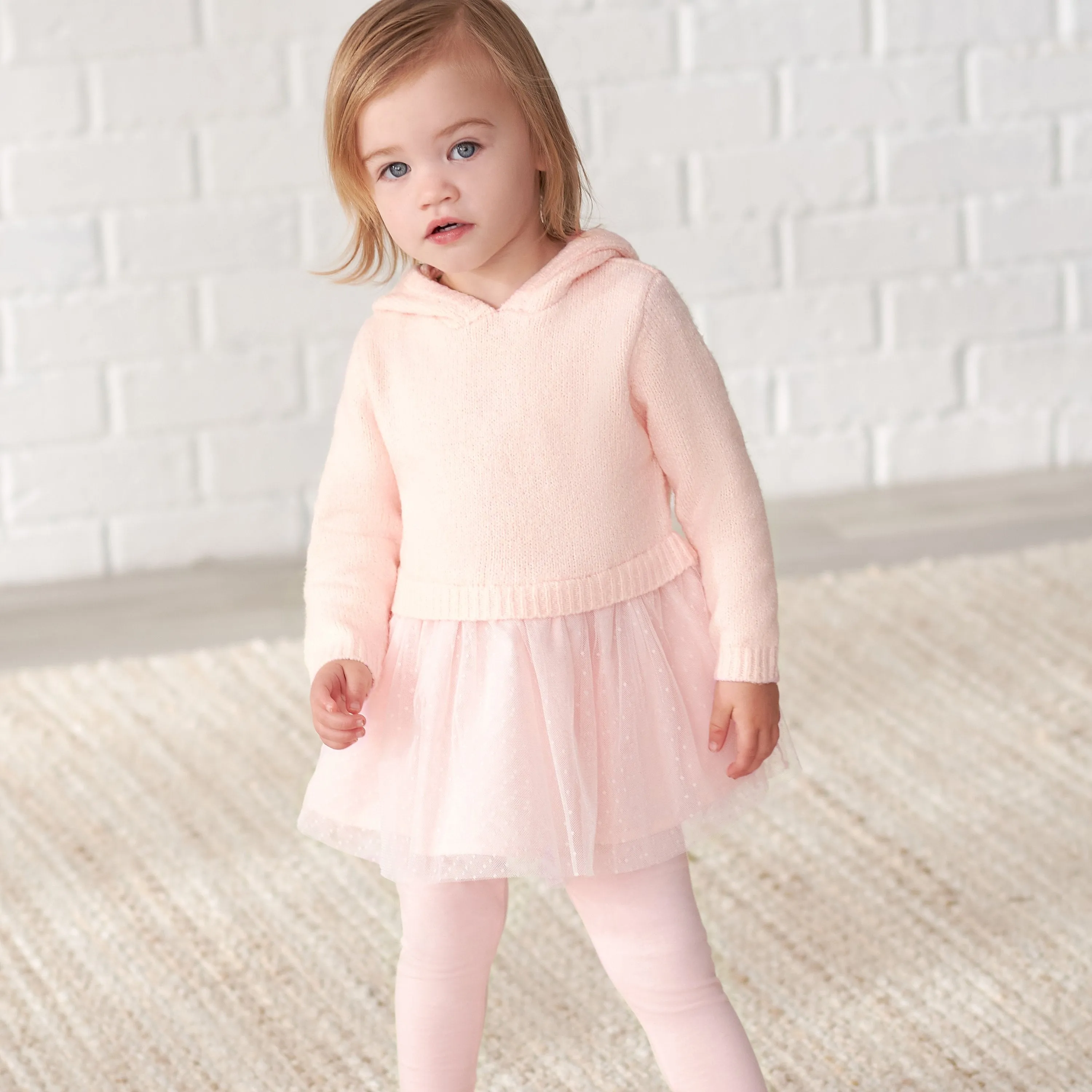 Infant & Toddler Girls Light Pink Sweater Dress With Tulle Skirt