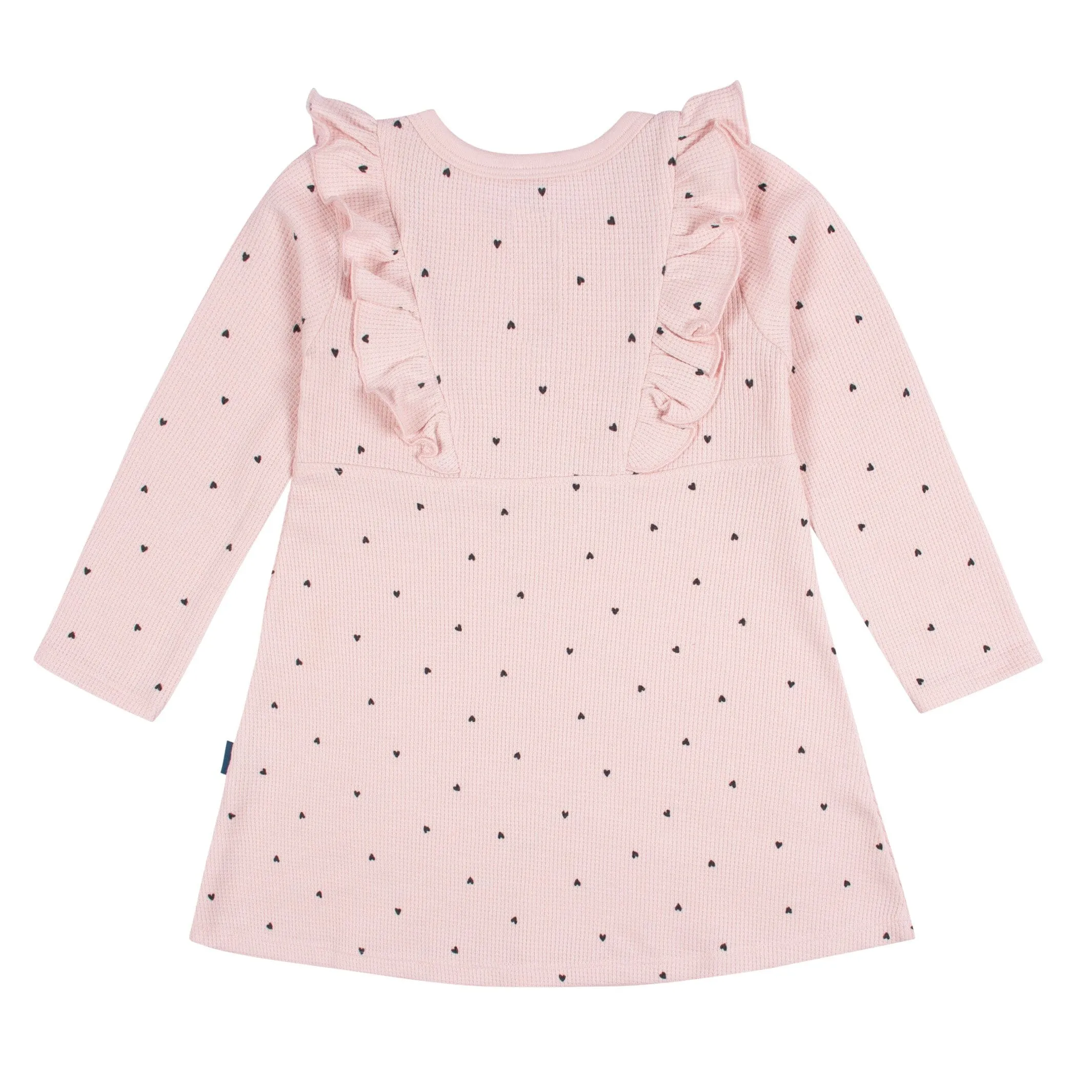 Infant and Toddler Girls Light Pink Hearts Dress with Ruffle