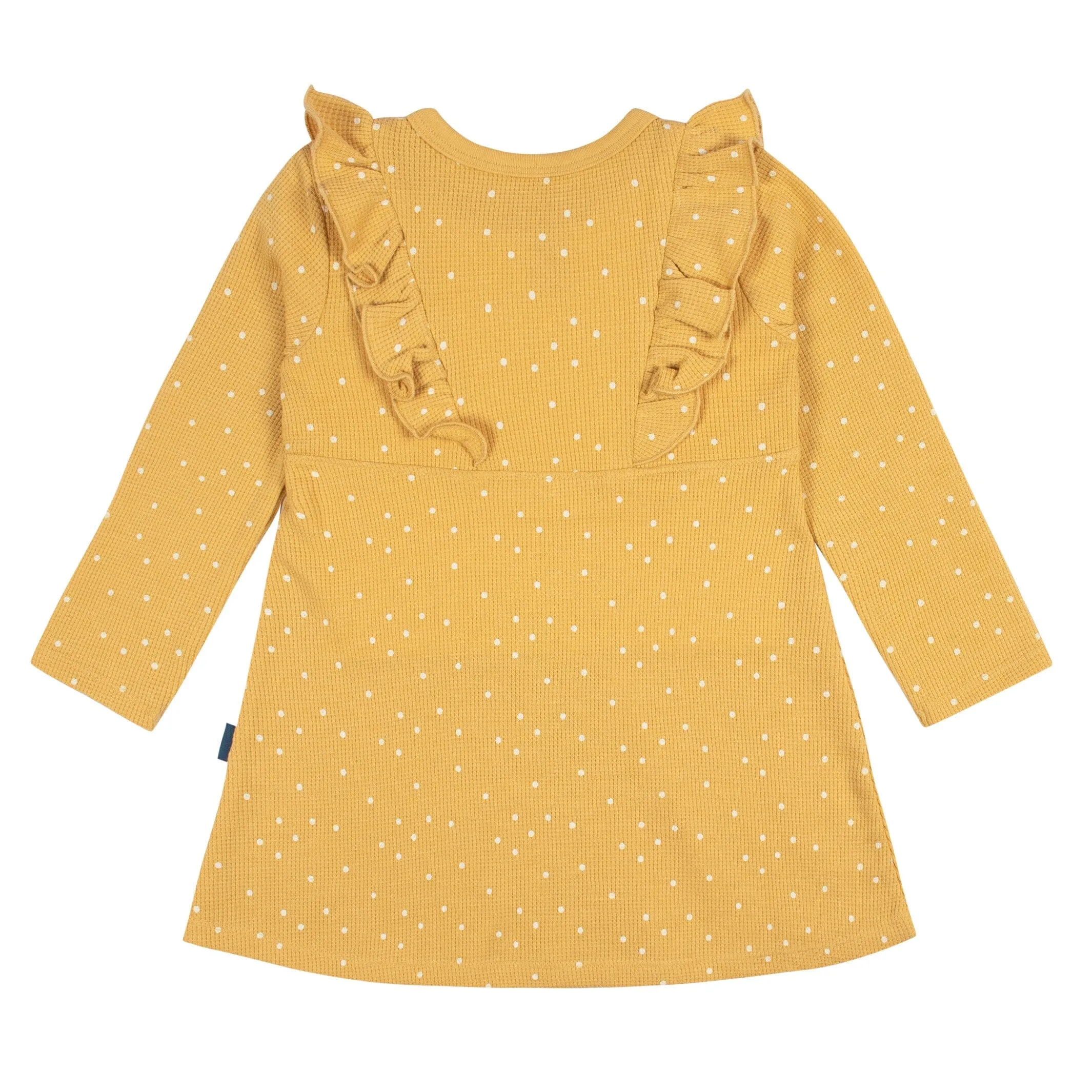 Infant and Toddler Girls Yellow Dots Dress with Ruffle