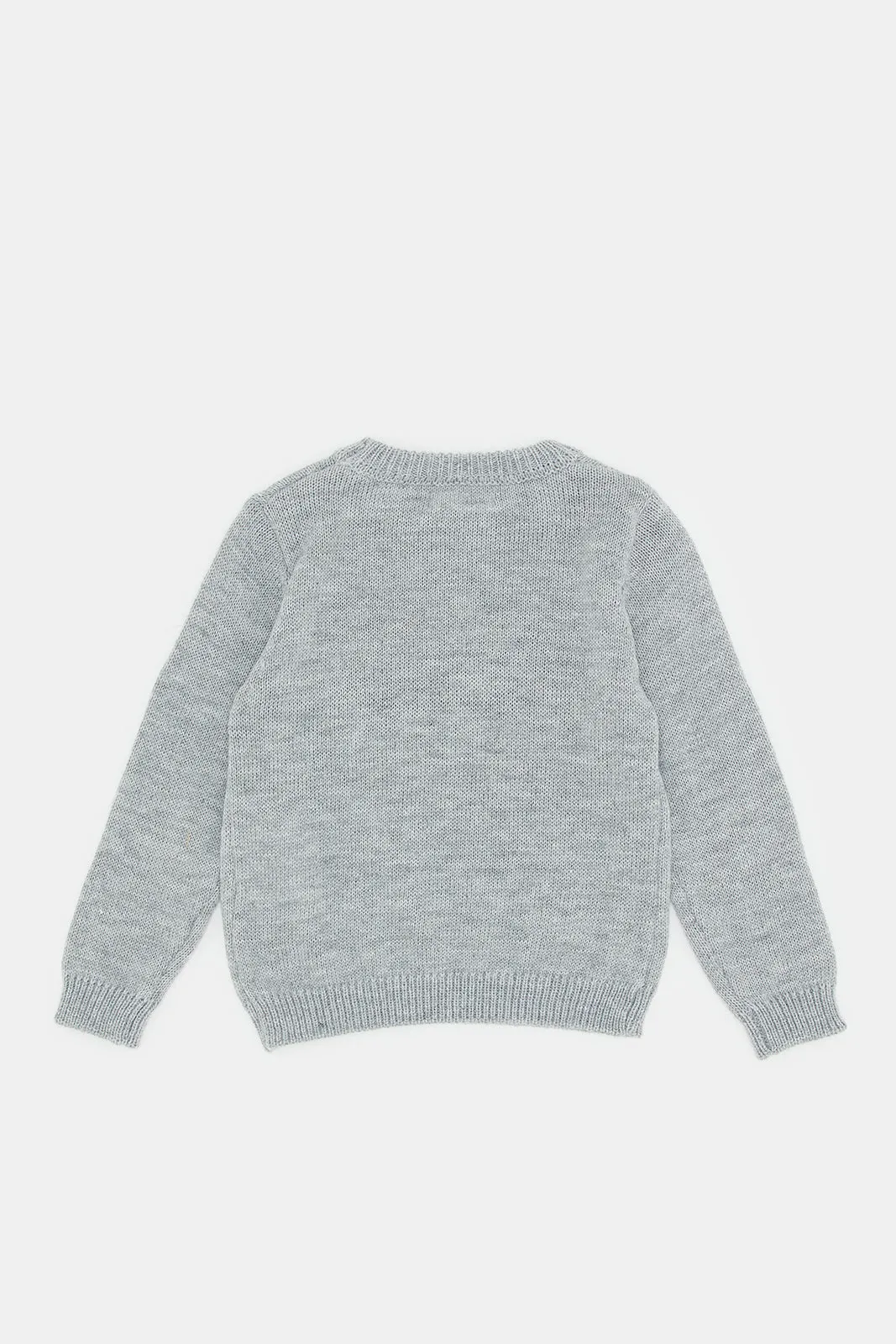 Infant Girls Grey Cheetah Knitted Pullover