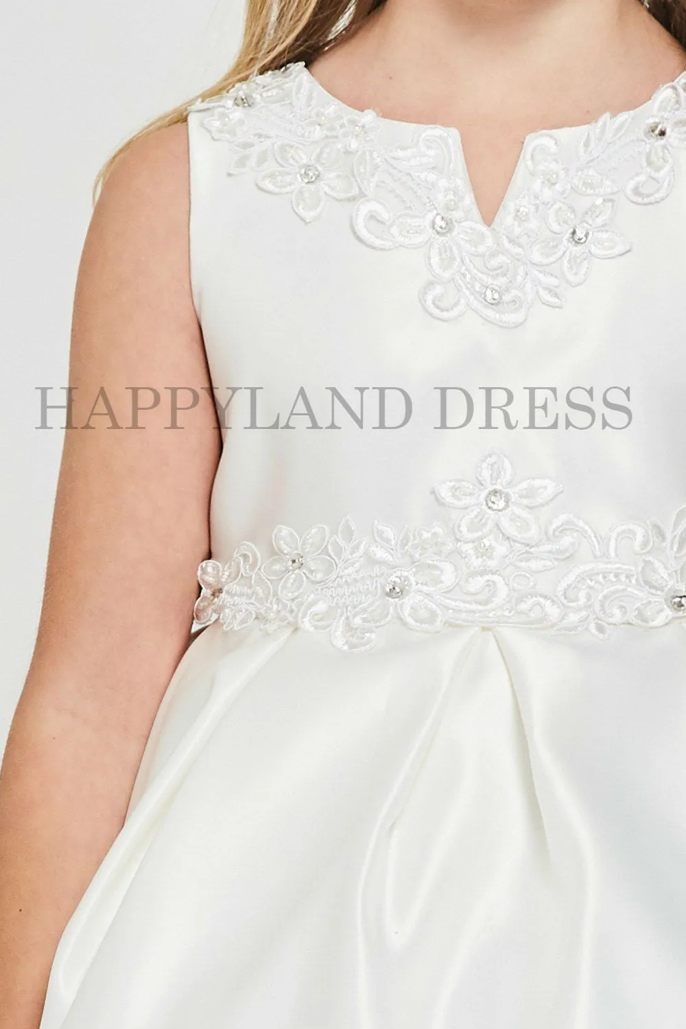 Ivory Satin V-Neck Dress with D836