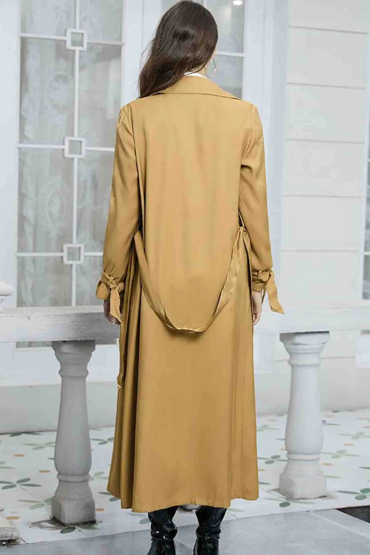 Lapel Double-breasted Strappy Trench Coat