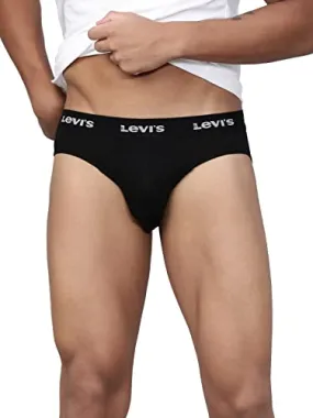 Levi's Men's Cotton Style #009 Neo Regular Fit Solid Brief (Pack of 1) (#009-BRIEF-BLK-P1_Black_L)