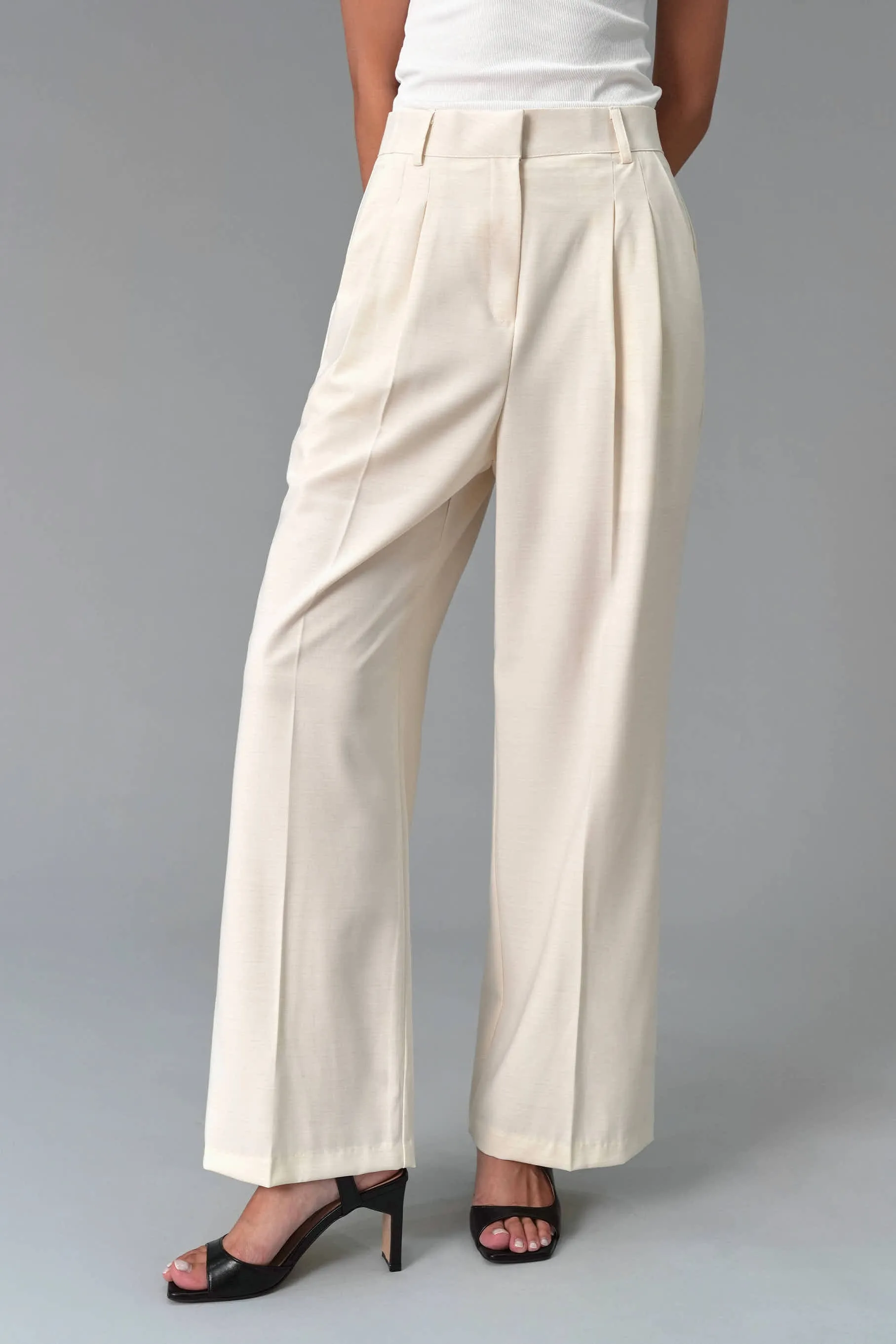 Lillian Pintuck Trousers, Ivory