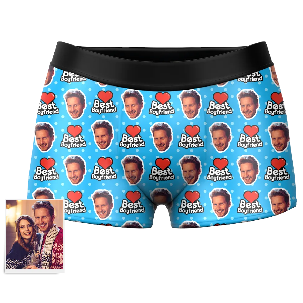 Men's Best Boyfriend Custom Face Boxer Shorts, Custom Underwear For Men