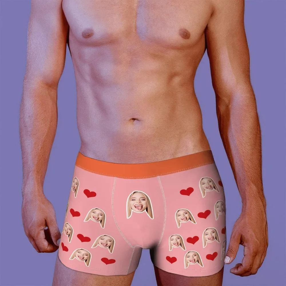 Men's Custom Face Boxer Shorts, Put Face On Underwear-Heart