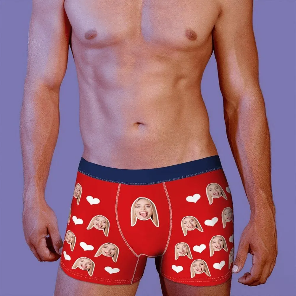 Men's Custom Face Boxer Shorts, Put Face On Underwear-Heart