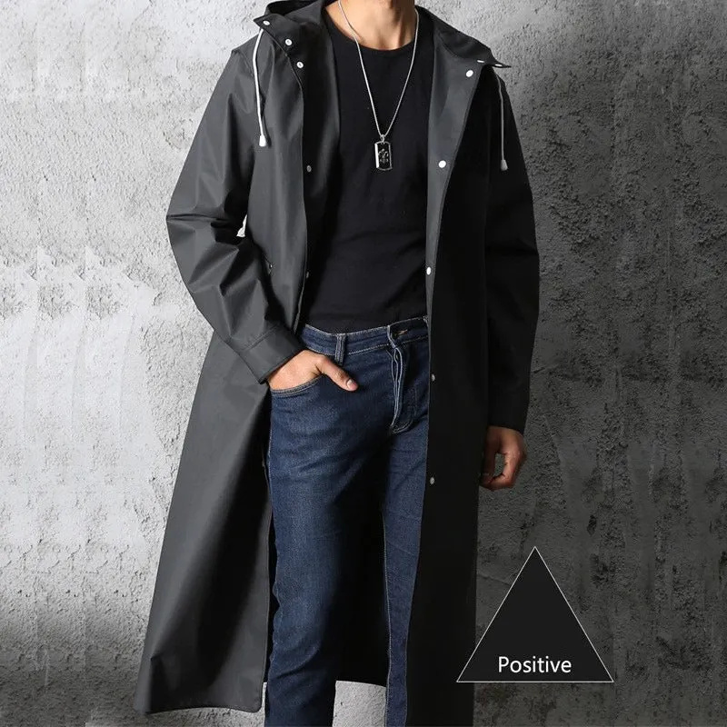 Men's Polyester Raincoat Waterproof Long Rain Jacket Hooded Outdoor Hiking Raincoat | 1210