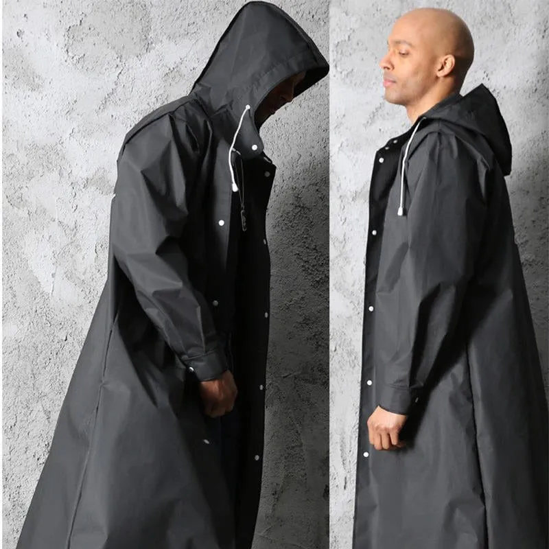 Men's Polyester Raincoat Waterproof Long Rain Jacket Hooded Outdoor Hiking Raincoat | 1210