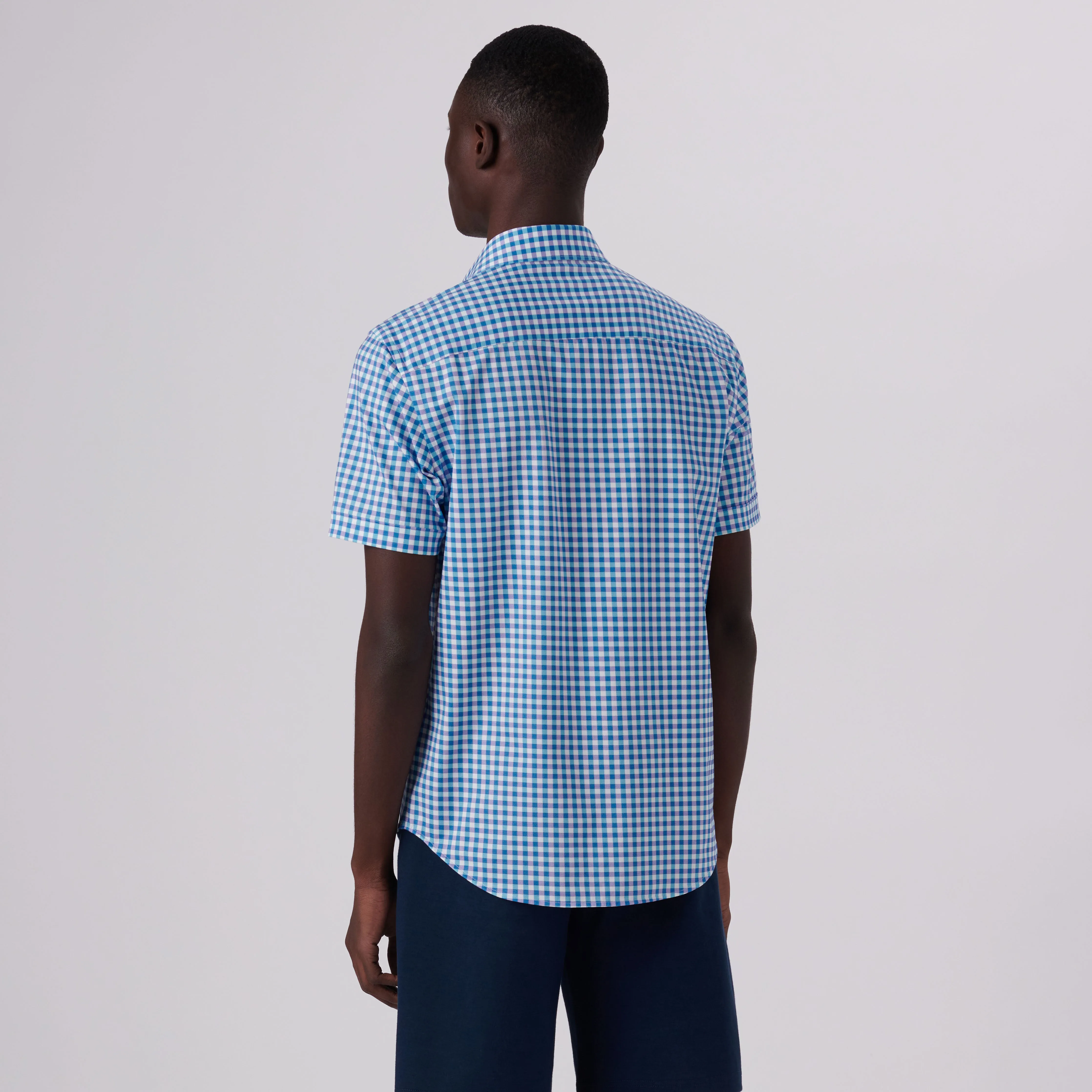 Miles Gingham Check Print OoohCotton Short Sleeve Shirt