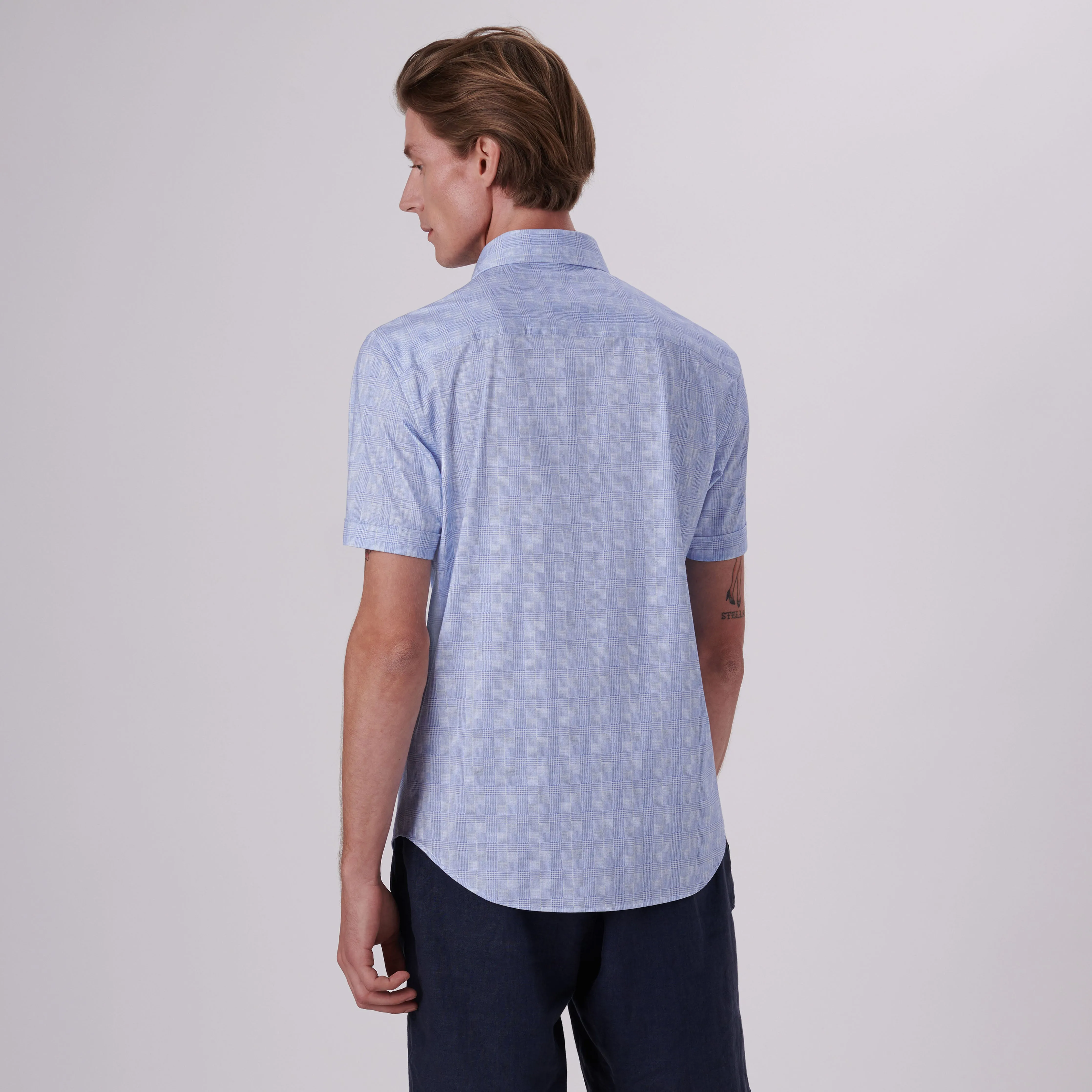 Miles Glen Check Print OoohCotton Short Sleeve Shirt